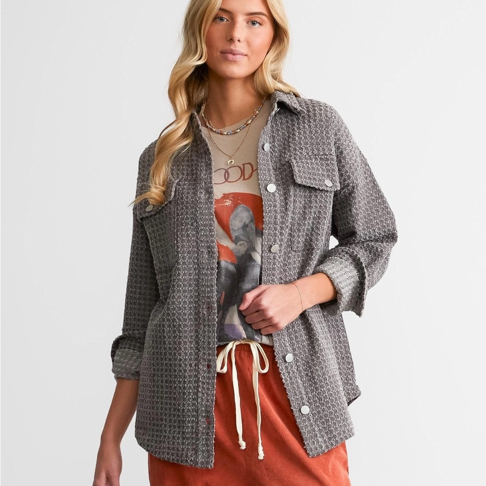 BKE Charcoal Knit Shacket